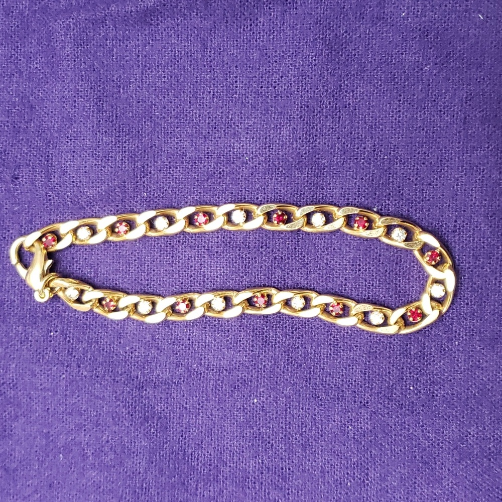 Vintage goldtone faux rubie and diamond bracelet